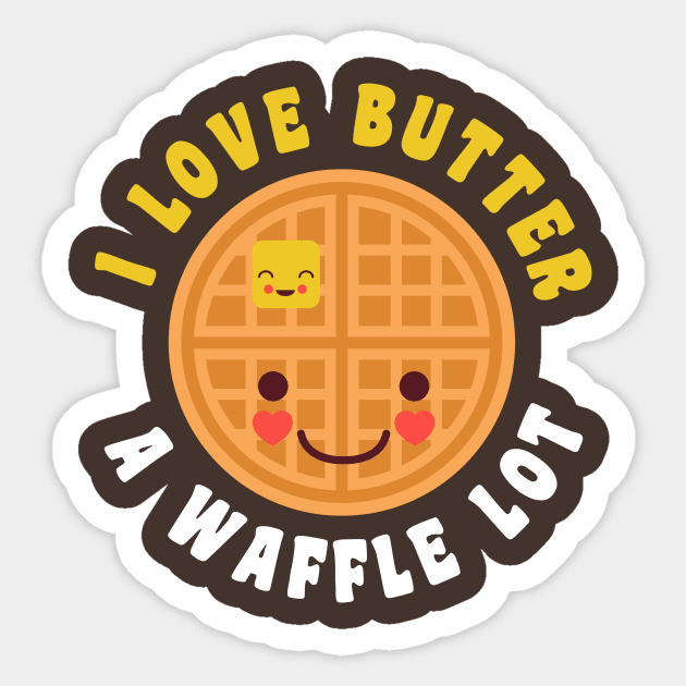 Funny Waffle Breakfast Lover Butter Food Pun Cute Kawaii Sticker by PodDesignShop